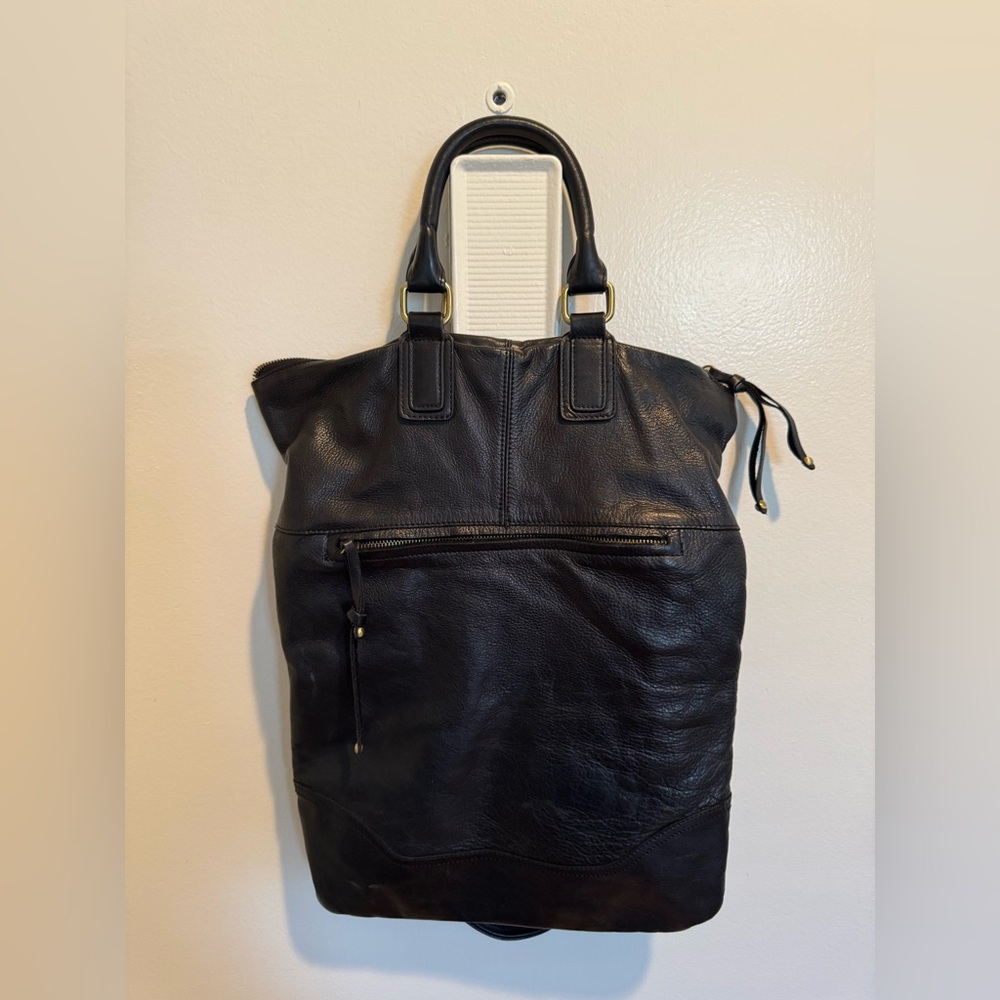 Sabina New York Black Leather Tote Bag